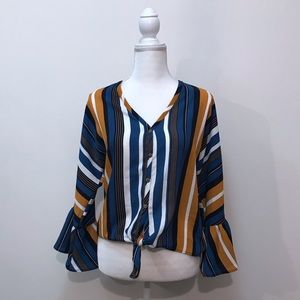 Altar’d State Multicolored Stripe Flowy Top Medium